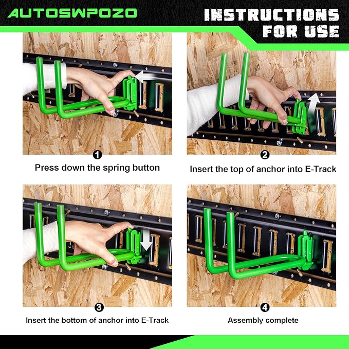 4-Pack E-Track Heavy Duty Shovel/Tool Hanger, E Track Hooks - Image 3