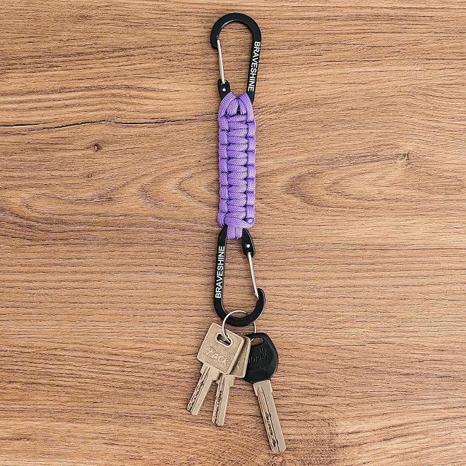 BRAVESHINE Paracord Keychain Carabiner Clip, D Ring Lanyard Hanger Stroller Hook - Image 6