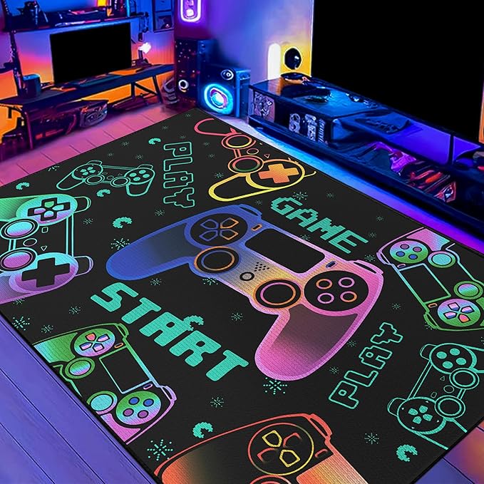 Play Gaming Rug for Bedroom Gamer Mat Gamepad for Boys Room 59"x39" for by Isyorefam