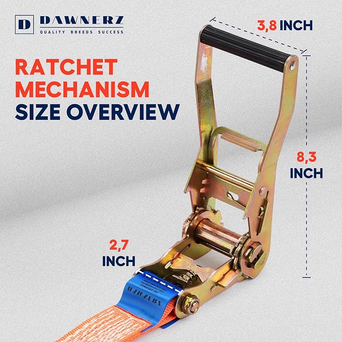 Heavy Duty Ratchet Straps 2" x 14' - 6600 Lb Breaking Strength Tie Down Straps - Image 4