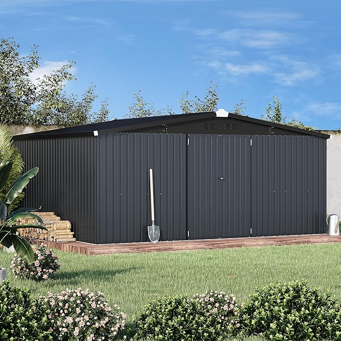 AECOJOY Shed 14' x 12' Storage Shed, Outdoor Metal Storage Sheds & Outdoor - Image 6