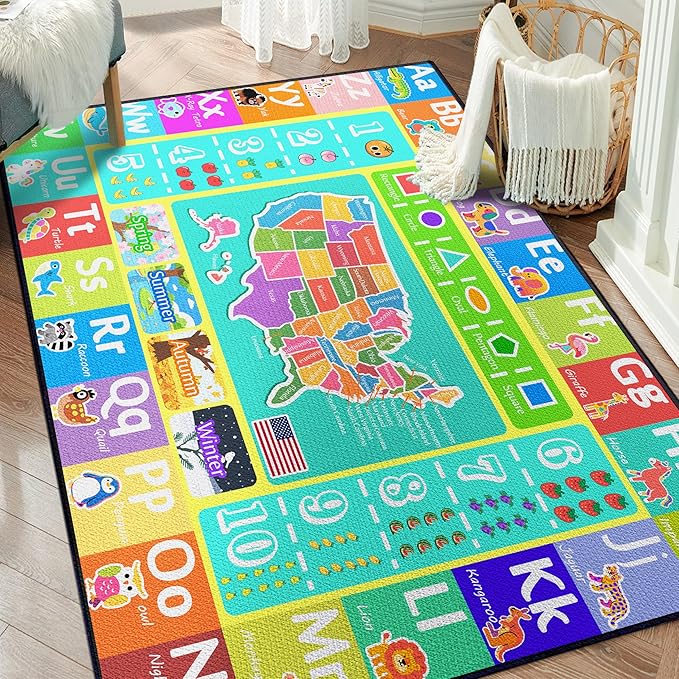 ABC Rug for Kids Playroom, 2x3 Washable Classroom Area Rugs, Educational - Image 5