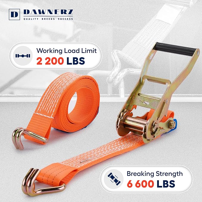 Heavy Duty Ratchet Straps 2" x 14' - 6600 Lb Breaking Strength Tie Down Straps - Image 2